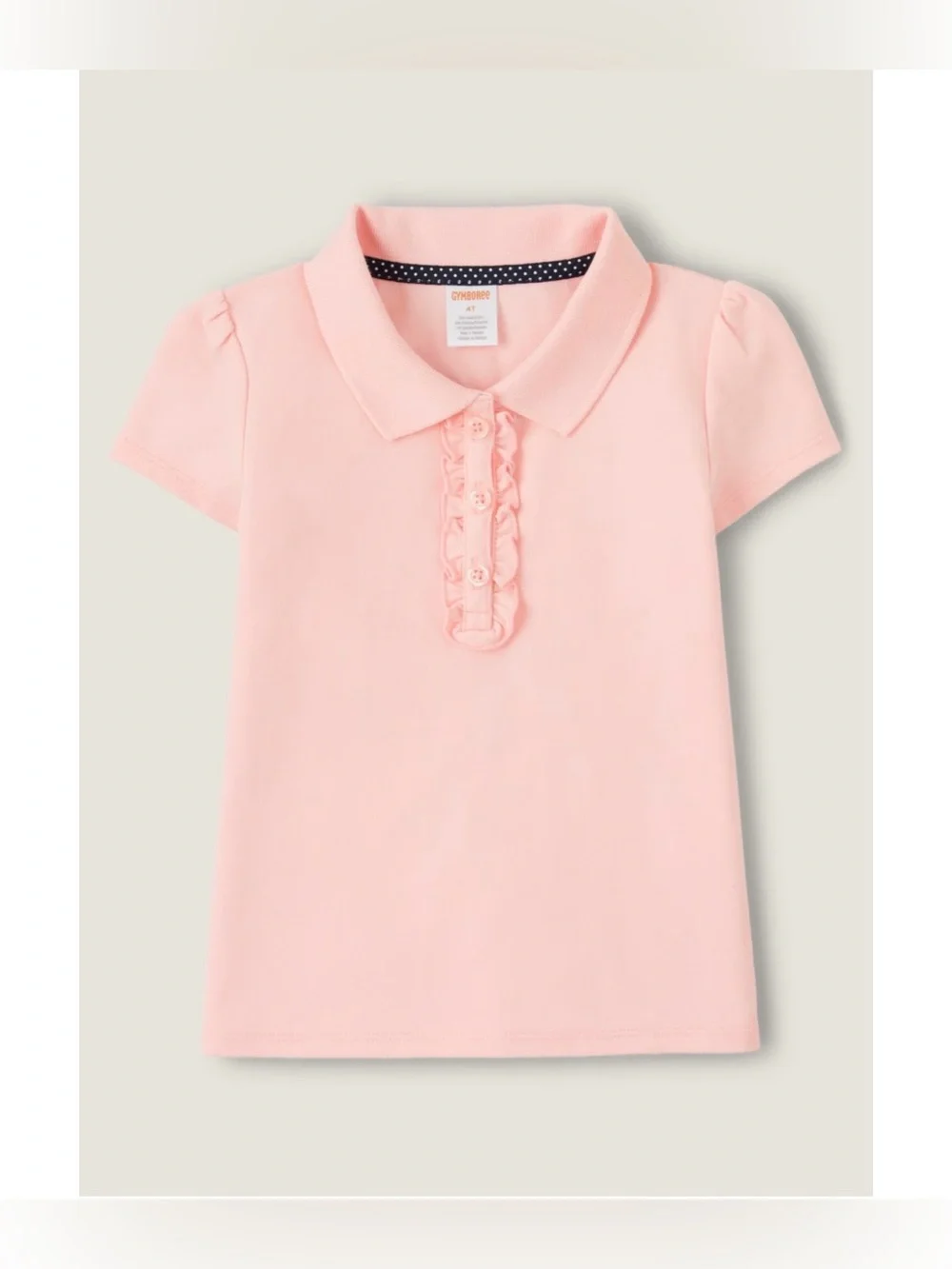 Gymboree Playproof Uniform Collection Pink Ruffle Polo girls size 6 stain resist